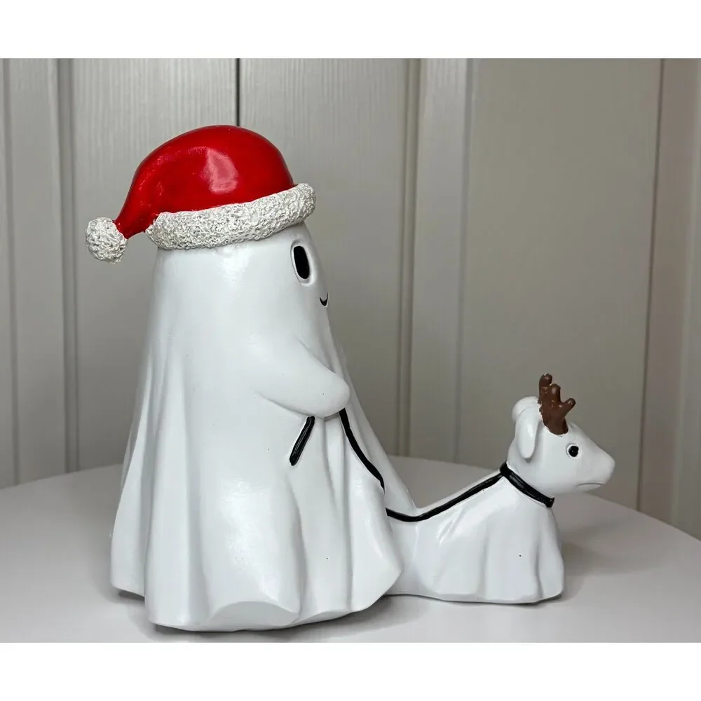 NEW Ghost W/ Santa Hat Walking Dog / Reindeer Halloween Christmas Viral TikTok